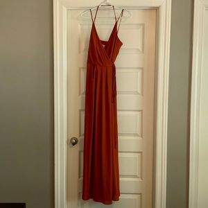 Davids bridal double strap georgette wrap dress